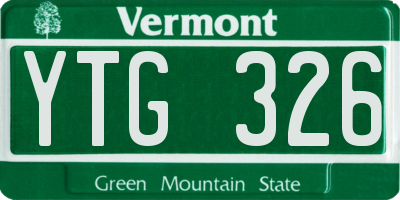 VT license plate YTG326