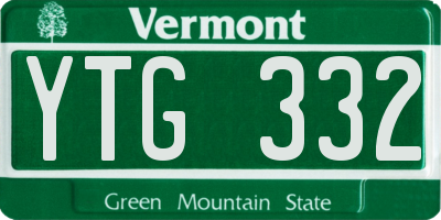 VT license plate YTG332