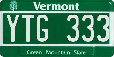 VT license plate YTG333