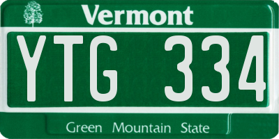 VT license plate YTG334