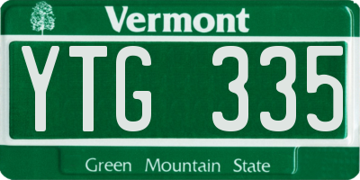 VT license plate YTG335