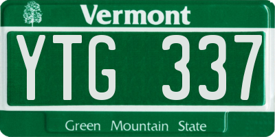VT license plate YTG337