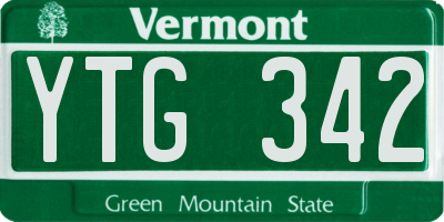 VT license plate YTG342