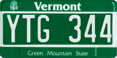 VT license plate YTG344