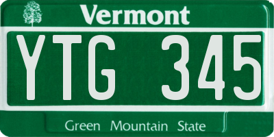 VT license plate YTG345