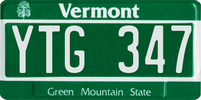VT license plate YTG347