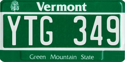 VT license plate YTG349