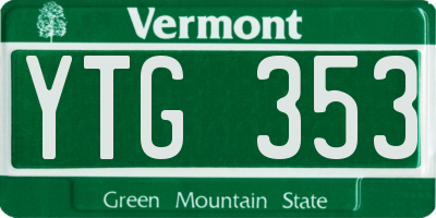 VT license plate YTG353