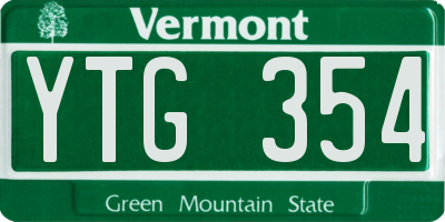 VT license plate YTG354