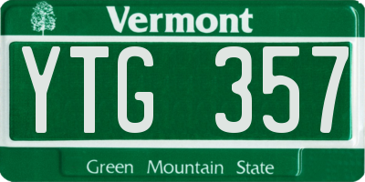 VT license plate YTG357