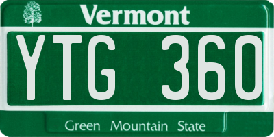 VT license plate YTG360