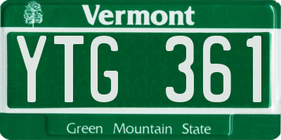 VT license plate YTG361