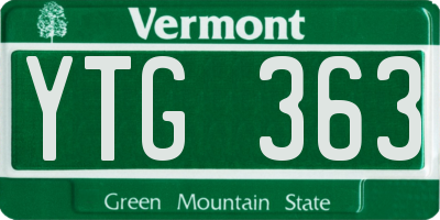 VT license plate YTG363
