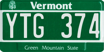 VT license plate YTG374