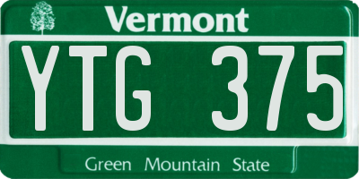 VT license plate YTG375