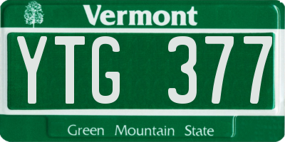 VT license plate YTG377