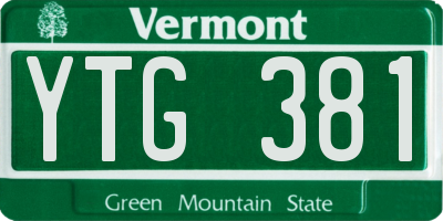 VT license plate YTG381