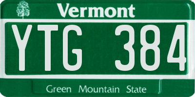 VT license plate YTG384
