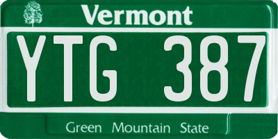VT license plate YTG387