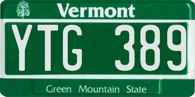 VT license plate YTG389