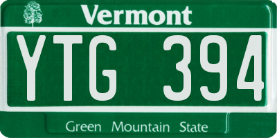 VT license plate YTG394