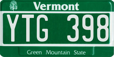 VT license plate YTG398