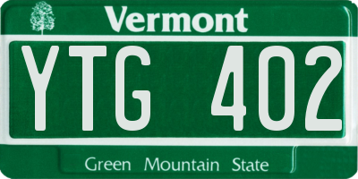 VT license plate YTG402