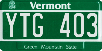 VT license plate YTG403