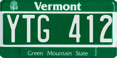 VT license plate YTG412