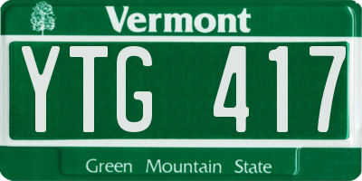 VT license plate YTG417