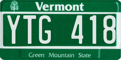 VT license plate YTG418