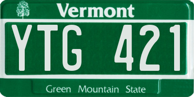 VT license plate YTG421