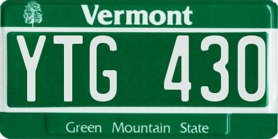 VT license plate YTG430