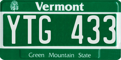 VT license plate YTG433