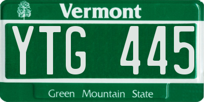 VT license plate YTG445