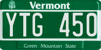 VT license plate YTG450