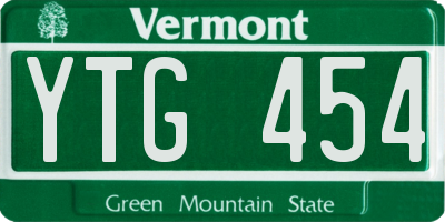 VT license plate YTG454