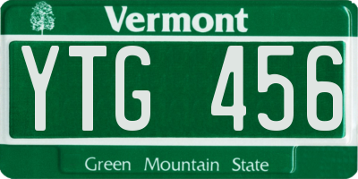 VT license plate YTG456