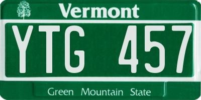 VT license plate YTG457