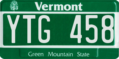 VT license plate YTG458