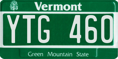 VT license plate YTG460