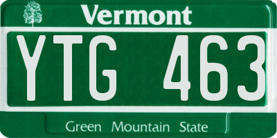 VT license plate YTG463