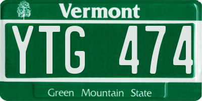 VT license plate YTG474