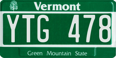 VT license plate YTG478