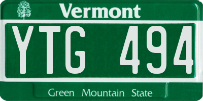 VT license plate YTG494