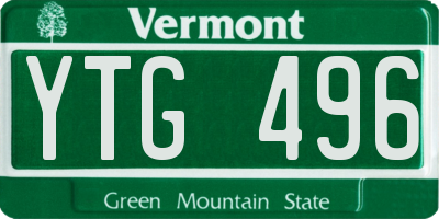 VT license plate YTG496