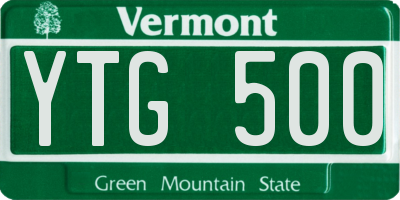 VT license plate YTG500