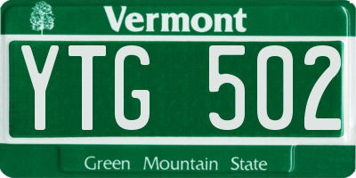 VT license plate YTG502