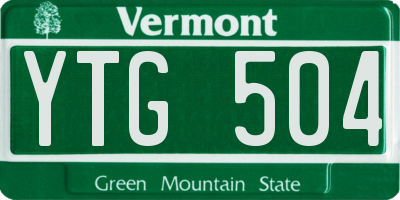 VT license plate YTG504