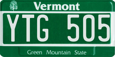 VT license plate YTG505